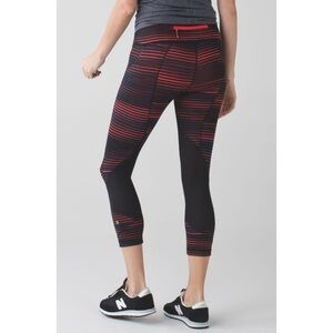 LULULEMON Pace Rival Crop Twisted Dune Alarming Black Leggings